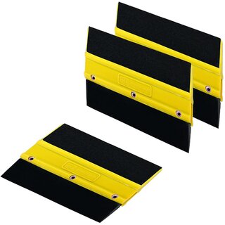                       iota SQZ205M Double Edge Plastic Squeegee for lamination, PPF film applicator tool, Yellow color pack of 3                                              