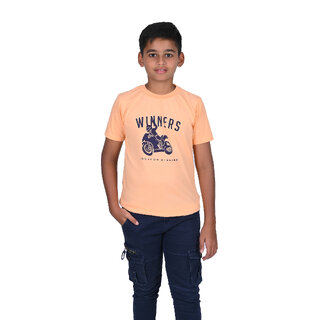                       Kid Kupboard Cotton Boys T-Shirt, Dark Beige, Half-Sleeves, Crew Neck, 10-11 Years KIDS5107                                              