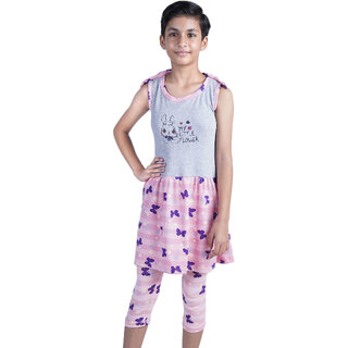                       Kid Kupboard Cotton Girls A-Line Dress, Pink, Sleeveless, 8-9 Years KIDS5139                                              