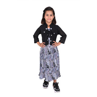                       Kid Kupboard Cotton Girls A-Line Dress, Multicolor, 7-8 Years KIDS5140                                              
