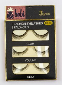 B.O.B.I Reusable 10mm Faux Mink Long Natural Look, Magnetic and Waterproof Eyelashes - 3 Pair