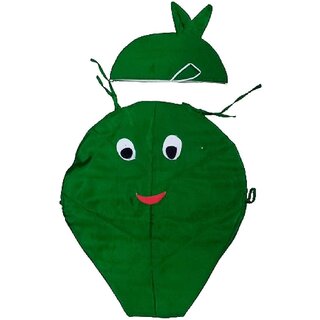 Spinach Green Vegetable Cutout Fancy Dress Costume With Cap For Kids Age 3-6yrs Spinach Green Vegetable Cutout Fancy Dress Costume With Cap For Kids Age 3-6yrs