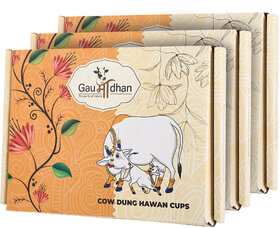 Gaumadhan Cow Dung Organic Hawan Sambrani Dhoop Cups for Pooja - Pack of 3 Box (36 Pcs)