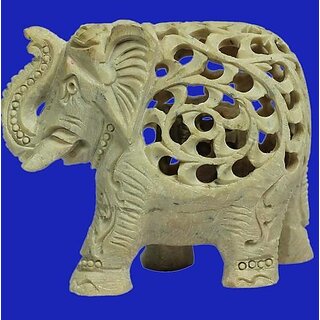                       Soapstone Elephant Sculptures Undercut                                              