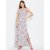 Purys Grey Floral Printed Sleeveless Maxi Dress for Woemen