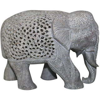                       Beautiful Soap Stone Carving Elephant Filigree Work                                              