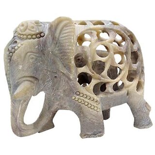                       Soapstone Undercut Elephant Sculpture                                              