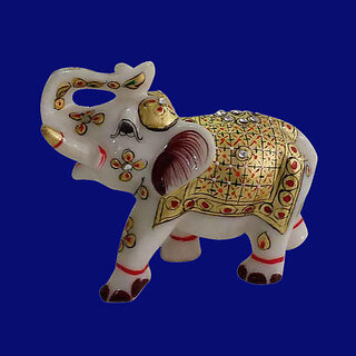                       Marble Gold Painted Elephant                                              