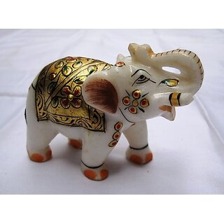                       Handmade Golden Marble Elephant Statue                                              