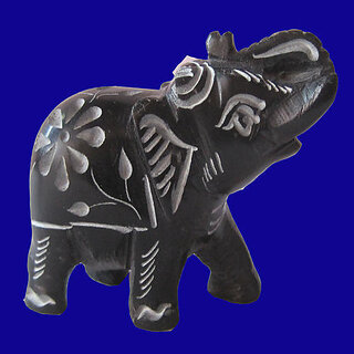                       Black Hard Stone Elephant For Decor                                              