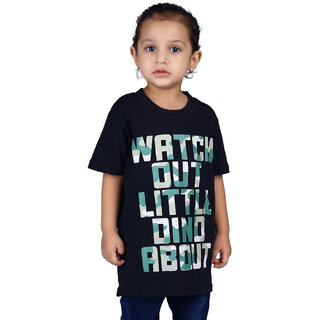                       Kid Kupboard Cotton Baby Boys T-Shirt, Black, Half-Sleeves, Crew Neck, 3-4 Years KIDS5171                                              