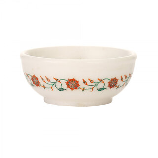                       White Marble Inlay Bowl                                              