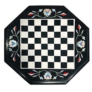                       Black White Marble Chess Set                                              