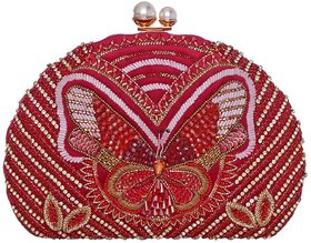 Premium Hand Embroidered Red Swan Clutches