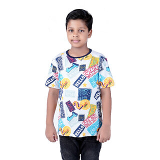                       Kid Kupboard Cotton Boys T-Shirt, Multicolor, Half-Sleeves, Crew Neck, 9-10 Years KIDS5190                                              