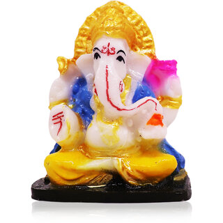                       Aseenaa Polyresin Lord Ganesh Statue On Decorative Handcrafted Plate, God Idol For Car Dashboard (G1SO1065ML)                                              