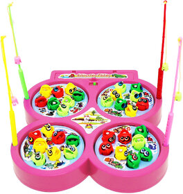 Aseenaa Magnetic Fishing Catching Game For Kids  Battery Operated  Include 32 Pieces Fishes, 4 Ponds 4 Fishing Rod