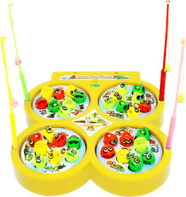 Aseenaa Magnetic Fishing Catching Game For Kids  Battery Operated  Include 32 Pieces Fishes, 4 Ponds 4 Fishing Rod