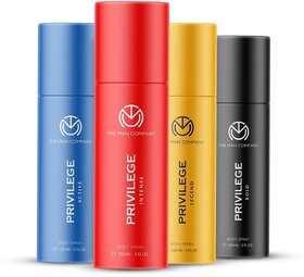 The Man Company Body Spray Combo Pack For Men, Active, Legend, Intense & Bold, Long-Lasting Fragrance, Everyday Use Deo, 150ml (Pack Of 4)