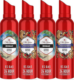 Old Spice Nomad and Lionpride No Gas Deodorant Body Spray Perfume for Men, 140ml (Pack of 4)
