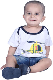 Kid Kupboard Baby Boys and Baby Girls, T-Shirt and Shirt, White and Blue, Half-Sleeves, 9-12 Months KIDS5212