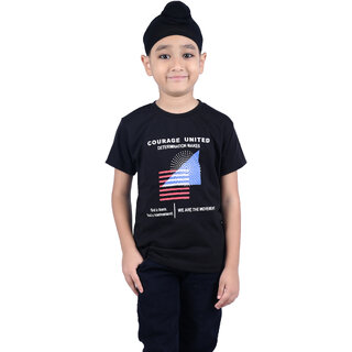                       Kid Kupboard Cotton Boys T-Shirt, Black, Half-Sleeves, Crew Neck, 6-7 Years KIDS5195                                              