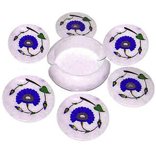                       Marble Coaster Set With Flower                                              