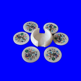                       Marble Inlay Tea Coaster Set                                              