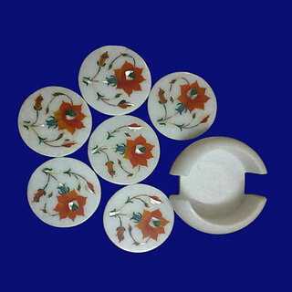                       Tea Coaster Marble Inlay Handicrafts                                              