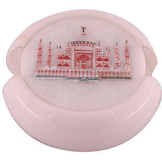                      Taj Mahal Inlaid Tea Cup Coaster Pietra Dura Art                                              