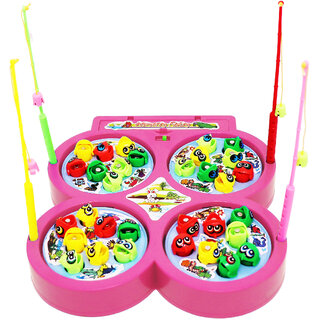                       Aseenaa Magnetic Fishing Catching Game For Kids  Battery Operated  Include 32 Pieces Fishes, 4 Ponds 4 Fishing Rod                                              