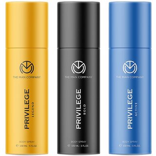                      The Man Company Privilege Deodorants for Men - Active, Bold & Legend, Premium Long Lasting Fragrance, Everyday Use Deo Trio Pack (Pack of 3)                                              