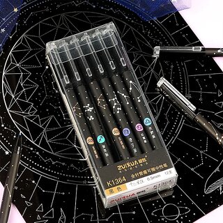 6 Custom constellations erasable gel pen for students and office supplies blue pen