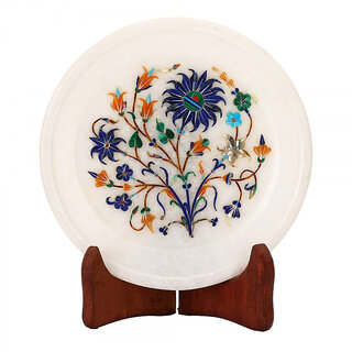                       Pretty Marble Plate With Inlay Work                                              
