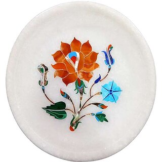                       Pietra Dura Marble Inlaid Decorative Plates                                              