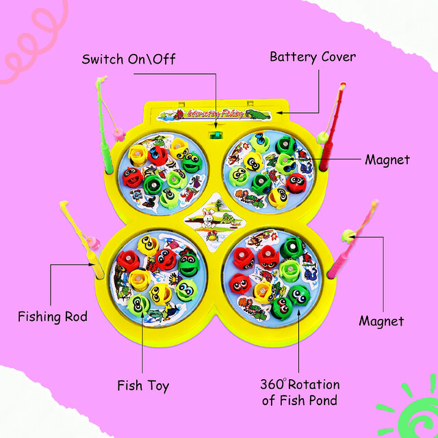 Buy Aseenaa Magnetic Fishing Catching Game For Kids Battery Operated  Include 32 Pieces Fishes, 4 Ponds 4 Fishing Rod Online - Get 69% Off