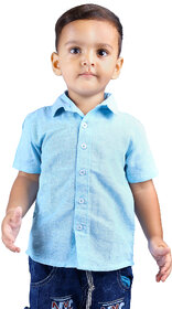 Kid Kupboard Cotton Baby Boys Shirt, Light Blue, Half-Sleeves, Collared Neck, 2-3 Years KIDS5214