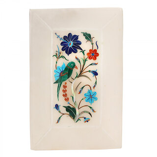                       White Marble Inlaid Decorative Serving Tray                                              