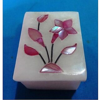                       Pink Marble Inlay Jewelry Box                                              