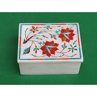                       Mughal Art Alabaster Oval Filigree Jewelry Box                                              