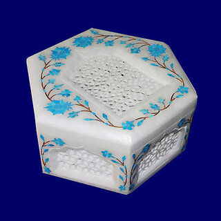                       Handcrafted Marble Inlay Box                                              