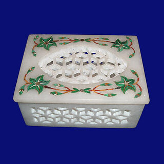                       White Marble Inlay Jewellery Boxes Decorative                                              
