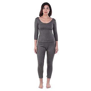                       U-Light Women Cotton Quilted Thermal 3/4Th Sleeves Top And Trouser/Female Thermal/Ladies Thermal Set/Women Thermal Set                                              