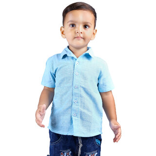                       Kid Kupboard Cotton Baby Boys Shirt, Light Blue, Half-Sleeves, Collared Neck, 2-3 Years KIDS5214                                              