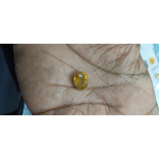                      Kesar Zems 7.25 Ratti Pukhraj/Yellow Sapphire Loose Gemstone Original Certified Stone                                              