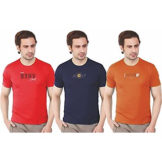                       U-Light Men Round Neck Regular T-Shirt (Combo Of 3)                                              