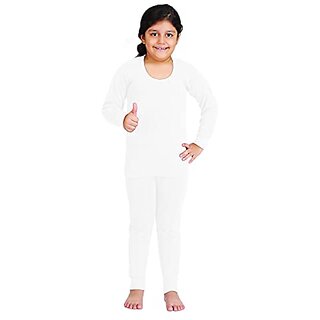 U-Light Thermal Set Of Top Trouser For Kids/Thermal For Boys And Girls/Kids Thermal White