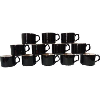                       Microwave safe black Color Tea and coffee cups set of 12                                              