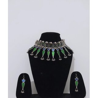 Traditional oxidised silver necklace set for girls and women Traditional oxidised silver necklace set for girls and women