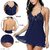 Sparklesandsatin Womens Mini Babydoll Lingerie  Nightwear Dress for Women  Transparent Net Sexy Nighty - Navy Blue (Fr